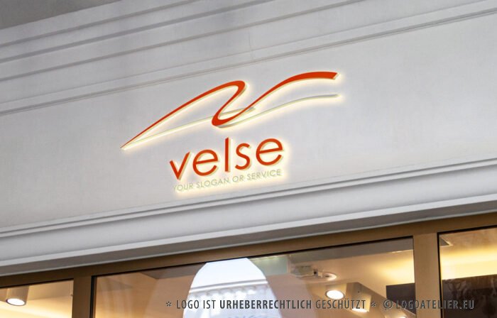 Logo Buchstabe V 01 Leicht Fliegen Schnurr Kurven Nach oben Schlange Schlängeln Tanzen Peitsche Bewegung Fertiges Logo kaufen Logoshop Logoatelier.eu