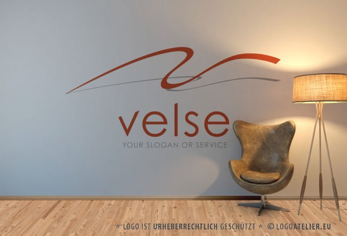 Logo Buchstabe V 01 Leicht Fliegen Schnurr Kurven Nach oben Schlange Schlängeln Tanzen Peitsche Bewegung Fertiges Logo kaufen Logoshop Logoatelier.eu