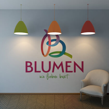Logo bunter Buchstabe B Blumen Farbenfroh 3D Logo Fröhlich Biologisch Regenbogen Schleife Floral Blüte Künstler Kreativ Schleife Fertiges Logo kaufen LogoShop Logoatelier.eu