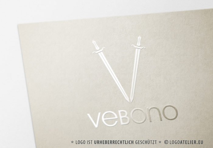 Logo Buchstabe V Schwert