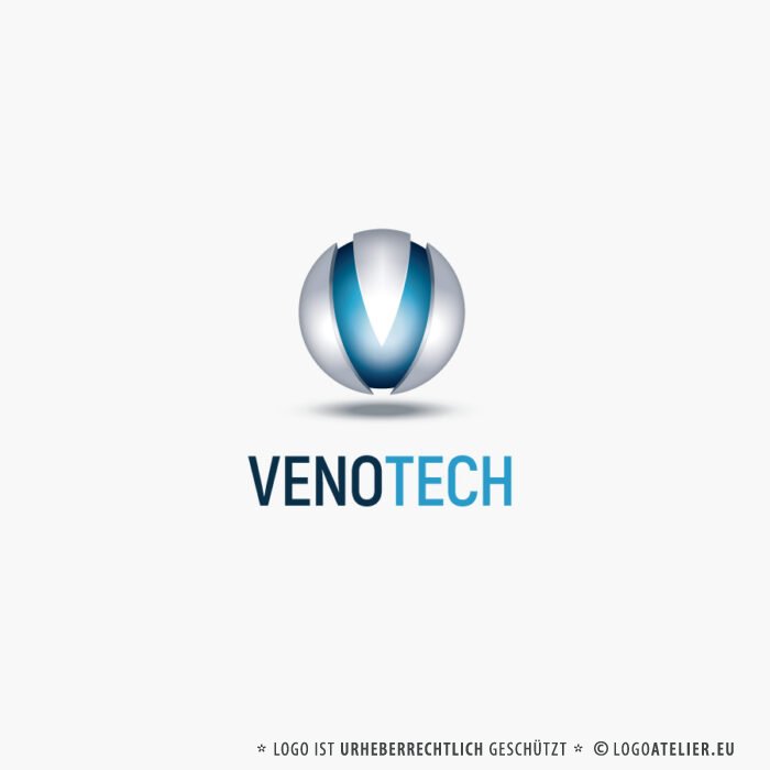 3D Logo V Buchstaben Logo V Initiale Technik Logo Schwebendes Logo Metall Logo Einzigartiges Logo kaufen LogoShop LogoAtelier.eu
