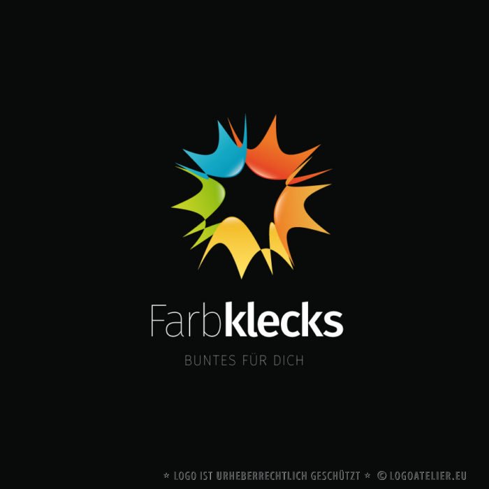Logo Bunter Farbklecks Farbenfroh Explosion Fertiges Logo kaufen LogoShop LogoAtelier.eu