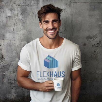 Logo Tiny Haus Fertighaus Mobilhaus Flexibles Haus Mobiles Haus Hausbau Architekt Architektur Ferienhaus Häuslebauer Gebäude Wohnen Fertiges Logo kaufen Logoshop LogoAtelier.eu