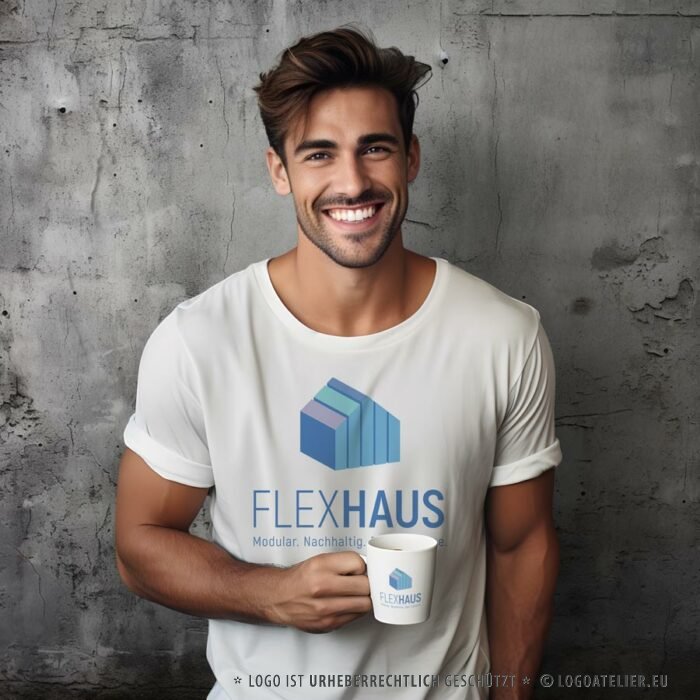 Logo Tiny Haus Fertighaus Mobilhaus Flexibles Haus Mobiles Haus Hausbau Architekt Architektur Ferienhaus Häuslebauer Gebäude Wohnen Fertiges Logo kaufen Logoshop LogoAtelier.eu