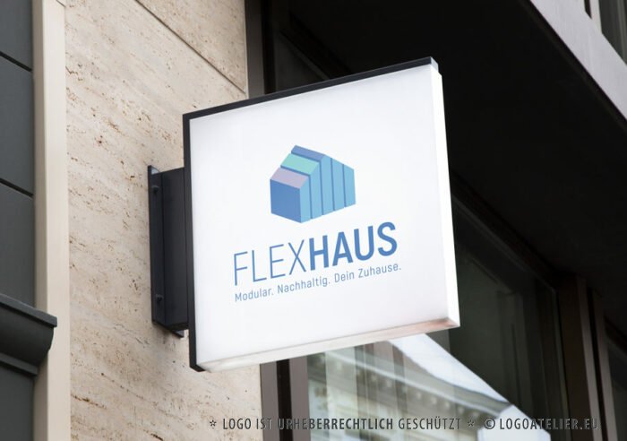 Logo Tiny Haus Fertighaus Mobilhaus Flexibles Haus Mobiles Haus Hausbau Architekt Architektur Ferienhaus Häuslebauer Gebäude Wohnen Fertiges Logo kaufen Logoshop LogoAtelier.eu