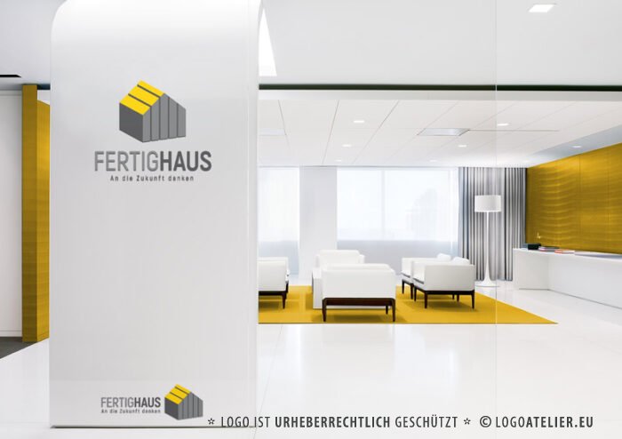 Logo Tiny Haus Fertighaus Mobilhaus Flexibles Haus Mobiles Haus Hausbau Architekt Architektur Ferienhaus Häuslebauer Gebäude Wohnen Fertiges Logo kaufen Logoshop LogoAtelier.eu