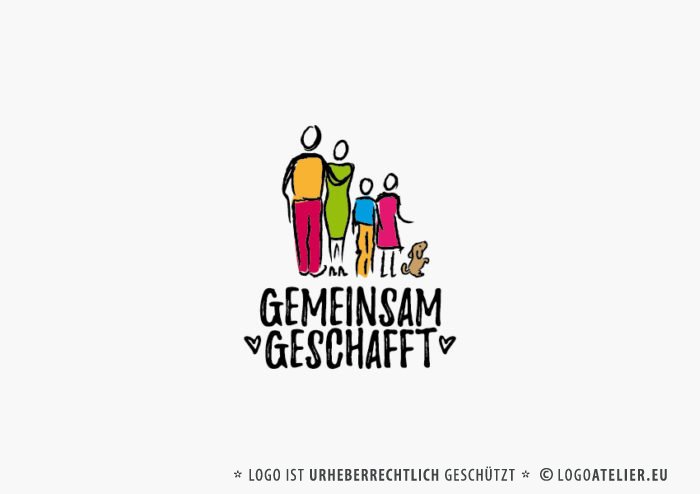 Logo Gemeinsam Geschafft Erreicht Gezeichnet Familie Fertiges Logo kaufen