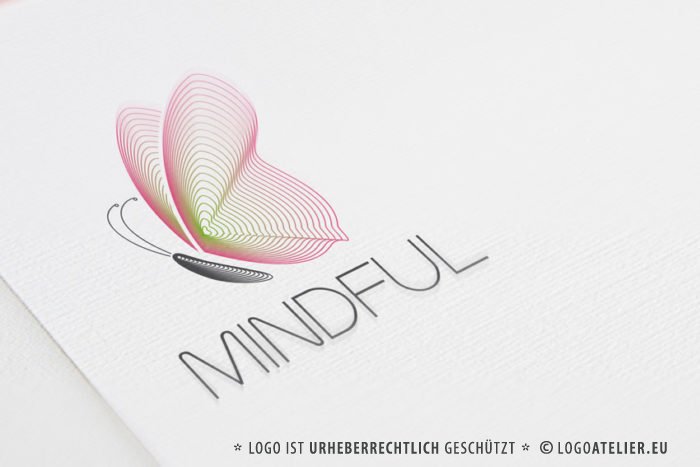 Logo Achtsam Schmetterling Leicht | EXKLUSIVES Logo kaufen | LogoAtelier.eu
