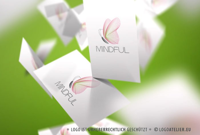 Logo Achtsam Schmetterling Leicht | EXKLUSIVES Logo kaufen | LogoAtelier.eu