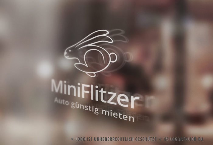 Logo Auto Mieten Auto Flitzer Schneller Hase | Lustiges Logo kaufen | LogoAtelier.eu