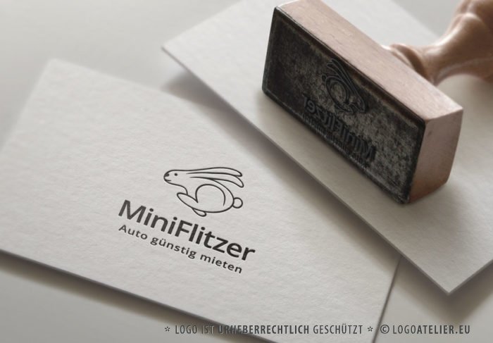 Logo Auto Mieten Auto Flitzer Schneller Hase | Lustiges Logo kaufen | LogoAtelier.eu