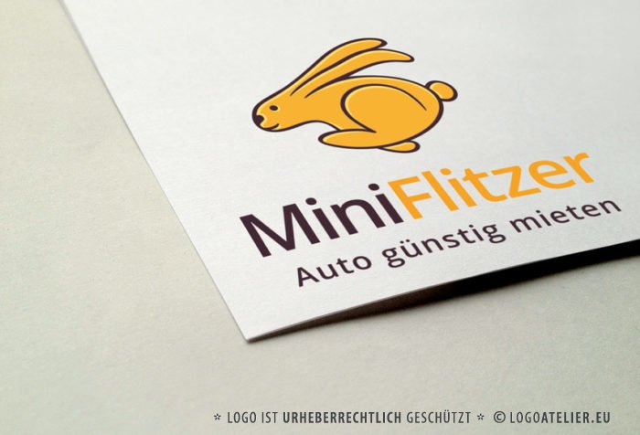 Logo Auto Mieten Auto Flitzer Schneller Hase | Lustiges Logo kaufen | LogoAtelier.eu