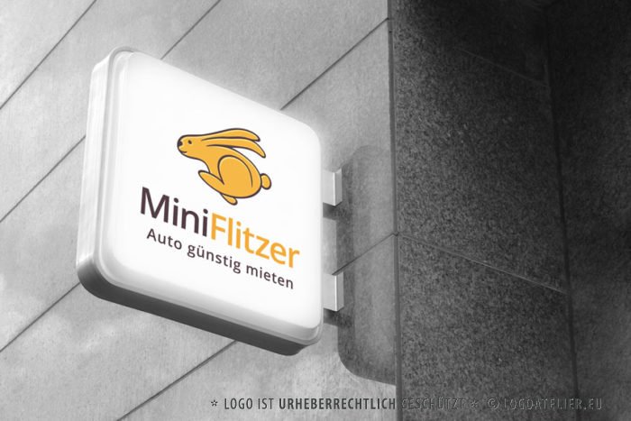 Logo Auto Mieten Auto Flitzer Schneller Hase | Lustiges Logo kaufen | LogoAtelier.eu