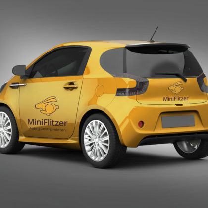 Logo Auto Mieten Auto Flitzer Schneller Hase | Lustiges Logo kaufen | LogoAtelier.eu