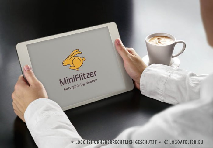 Logo Auto Mieten Auto Flitzer Schneller Hase | Lustiges Logo kaufen | LogoAtelier.eu