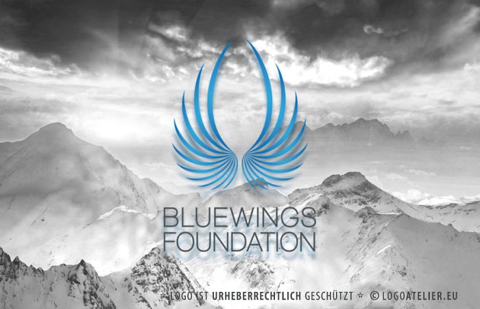 Logo Blaue Flügel Schutz Freiheit | Logo kaufen | LogoAtelier.eu