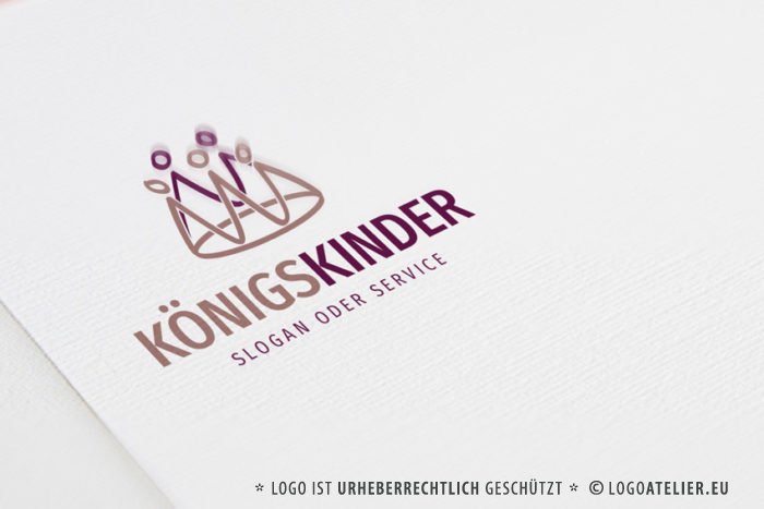 Logo Krone Kinder Menschen | Fertiges Logo kaufen | LogoShop LogoAtelier.eu