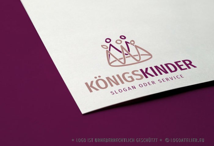 Logo Krone Kinder Menschen | Fertiges Logo kaufen | LogoShop LogoAtelier.eu