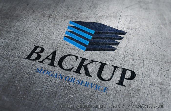 Logo Quadrat 3D Logo Staffel Datensicherung | Modernes Logo kaufen | LogoAtelier.eu