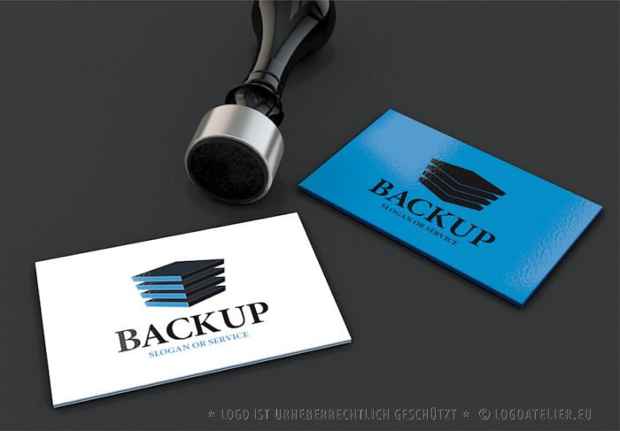 Logo Quadrat 3D Logo Staffel Datensicherung | Modernes Logo kaufen | LogoAtelier.eu