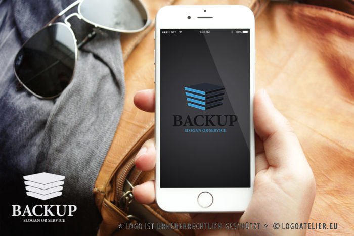 Logo Quadrat 3D Logo Staffel Datensicherung | Modernes Logo kaufen | LogoAtelier.eu