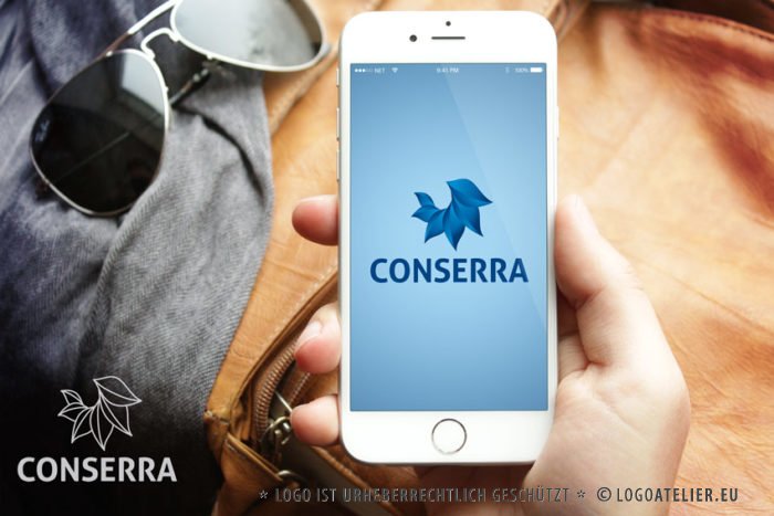 Logo Blumen Internet Software Pflanzen 3D Logo Blau | Fertige Logos kaufen | LogoShop Logoatelier.eu