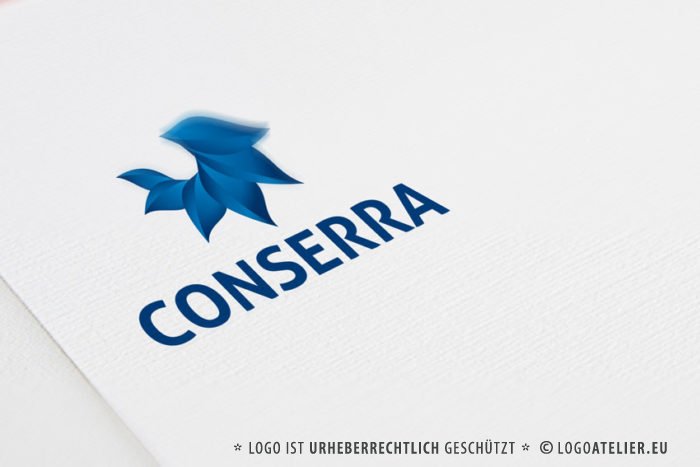 Logo Blumen Internet Software Pflanzen 3D Logo Blau | Fertige Logos kaufen | LogoShop Logoatelier.eu