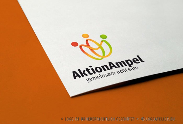 Logo Verbunden Menschen Ampel Gemeinsam Achtsam Möbius Band | Fertiges Logo kaufen | LogoShop LogoAtelier.eu