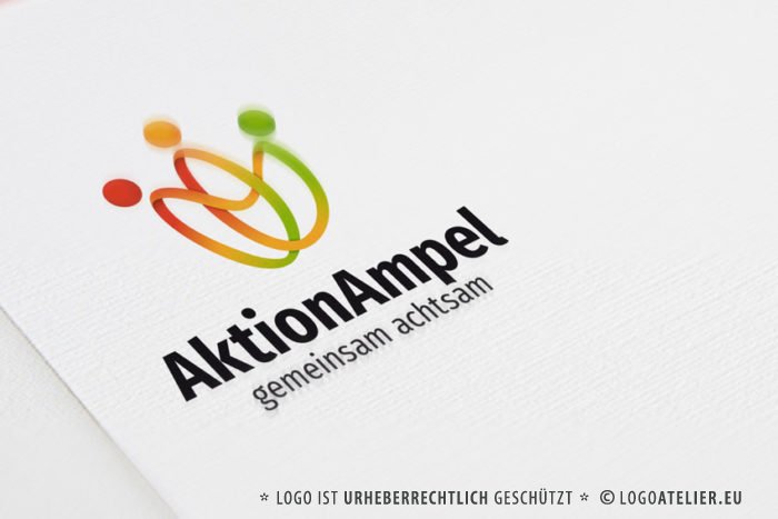 Logo Verbunden Menschen Ampel Gemeinsam Achtsam Möbius Band | Fertiges Logo kaufen | LogoShop LogoAtelier.eu