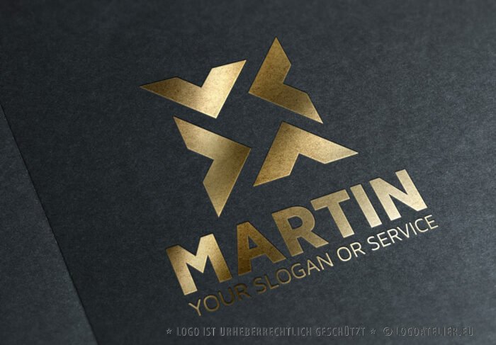 Logo Vier Pfeile Konstruktion Geometrisch Geometrie Kraft Planung Power Rot Fertiges Logo EXKLUSIV kaufen Logoshop LogoAtelier.eu