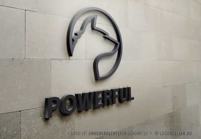 Logo Wolf Stark Selbstbewusst Nach vorne schaun Fuchs Industrie Kraftvoll Wissend Weisheit Fertiges Logo kaufen Logoshop Logoatelier.de