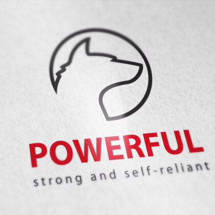 Logo Wolf Stark Selbstbewusst Nach vorne schaun Fuchs Industrie Kraftvoll Wissend Weisheit Fertiges Logo kaufen Logoshop Logoatelier.de