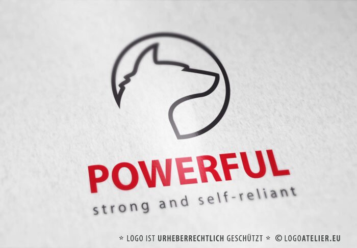 Logo Wolf Stark Selbstbewusst Nach vorne schaun Fuchs Industrie Kraftvoll Wissend Weisheit Fertiges Logo kaufen Logoshop Logoatelier.de