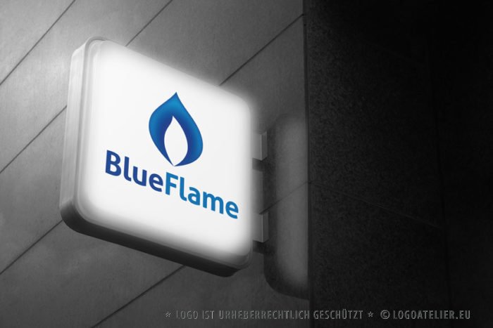 Logo Blaue Flamme kalt heiss fertiges Logo kaufen Logoshop Logoatelier.eu