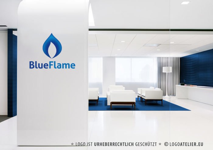 Logo Blaue Flamme kalt heiss fertiges Logo kaufen Logoshop Logoatelier.eu