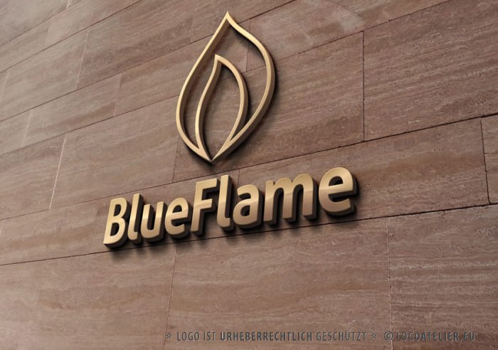 Logo Blaue Flamme kalt heiss fertiges Logo kaufen Logoshop Logoatelier.eu