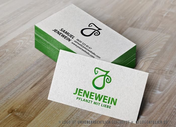 Logo Buchstabe J Pflanzen Herzen Garten Natur fertiges Logo kaufen LogoAtelier.eu