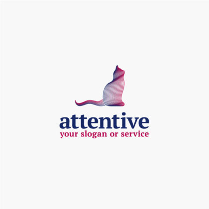 Logo Katze Aufmerksam Achtsam Linien Elegantes Logo kaufen LogoShop LogoAtelier.eu