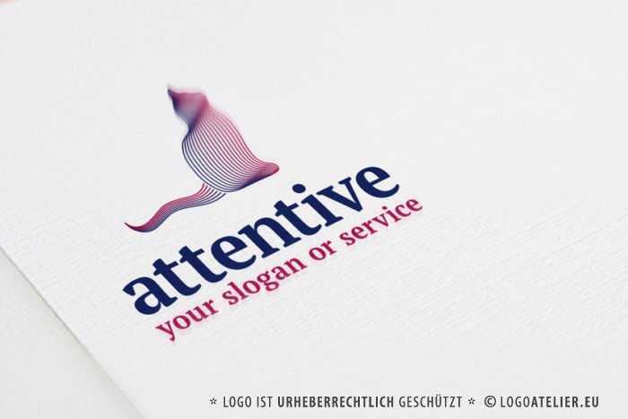 Logo Katze Aufmerksam Achtsam Linien Elegantes Logo kaufen LogoShop LogoAtelier.eu