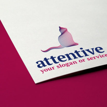 Logo Katze Aufmerksam Achtsam Linien Elegantes Logo kaufen LogoShop LogoAtelier.eu
