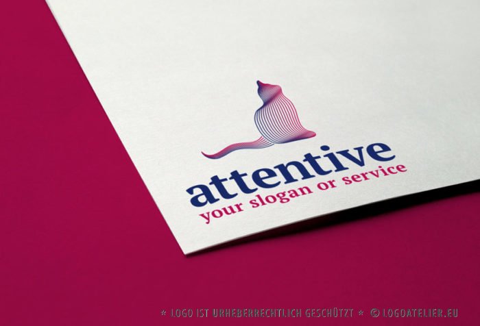 Logo Katze Aufmerksam Achtsam Linien Elegantes Logo kaufen LogoShop LogoAtelier.eu
