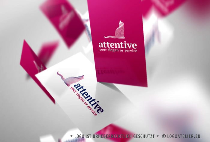 Logo Katze Aufmerksam Achtsam Linien Elegantes Logo kaufen LogoShop LogoAtelier.eu