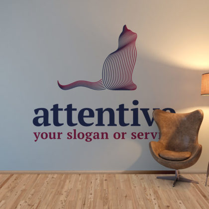 Logo Katze Aufmerksam Achtsam Linien Elegantes Logo kaufen LogoShop LogoAtelier.eu