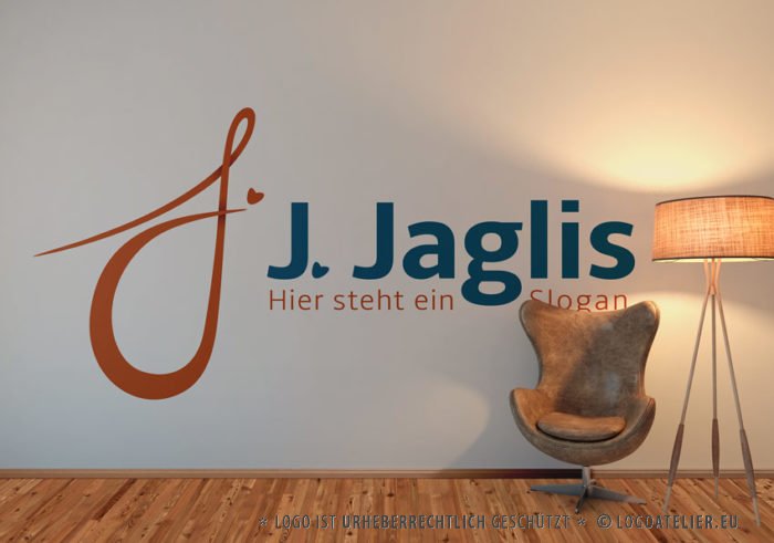 Logo Buchstabe J Herzen Gezeichnet Schwungvoll Dynamisch fertiges Logo kaufen LogoAtelier