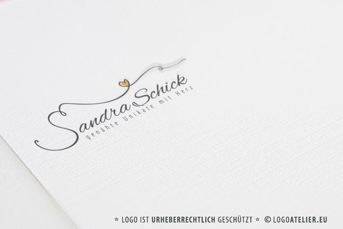 Logo Buchstabe S Herz Naehen Naehmaschine Naehnadel Nadel elegantes Logo-kaufen LogoShop LogoAtelier