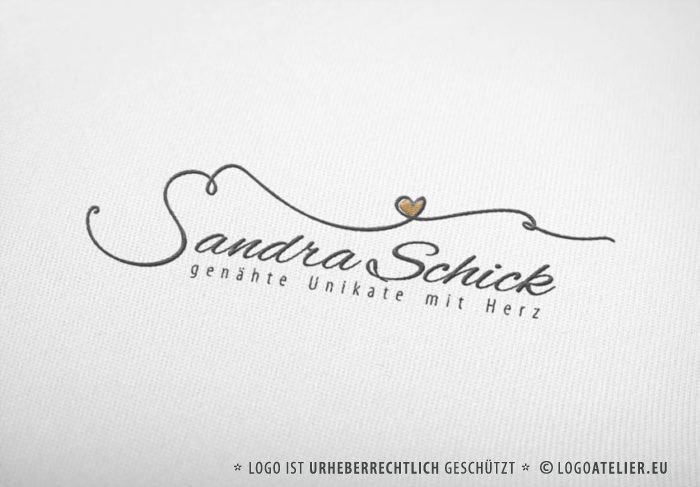 Logo Buchstabe S Herz Naehen Naehmaschine Naehnadel Nadel elegantes Logo-kaufen LogoShop LogoAtelier