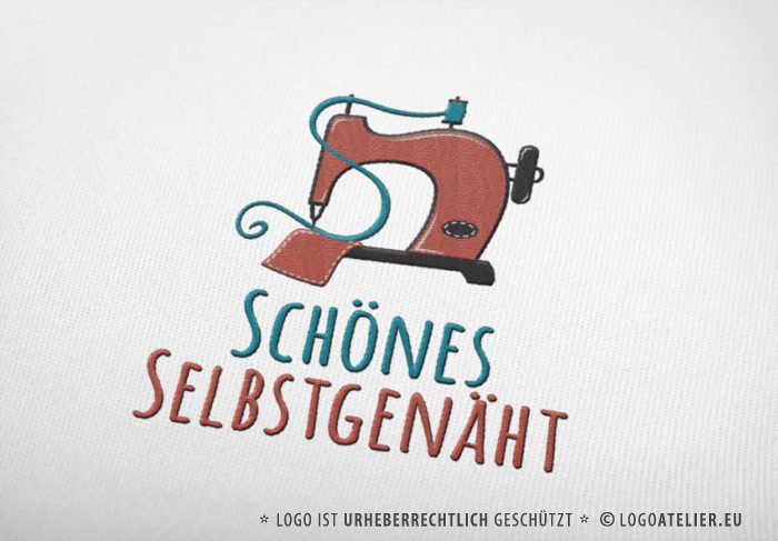 Logo Nähen Nähmaschine Handgemacht Selbstgemacht Handarbeit Fertiges Logo kaufen LogoShop LogoAtelier