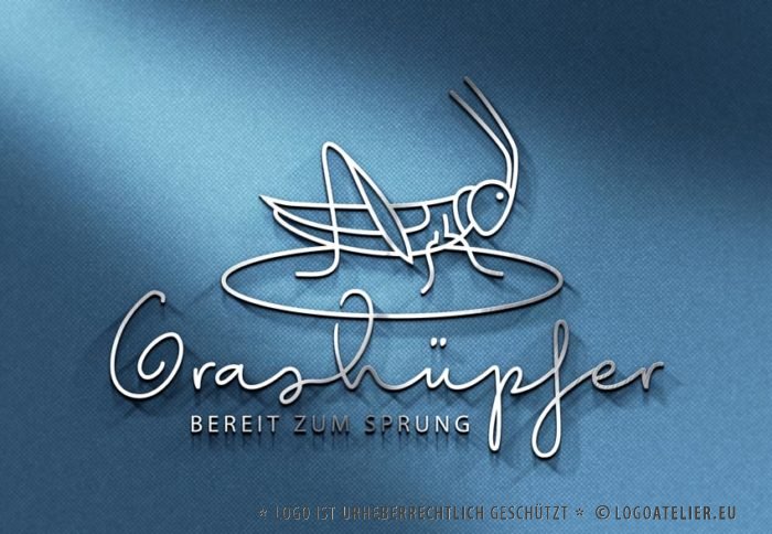 Logo Grashüpfer Insekten Beine Springen Sprung Heuschrecken Grille Kraft Bereit sein Neues wollen Cooles Logo kaufen LogoShop LogoAtelier.eu Logo Grashüpfer Insekten Beine Springen Sprung Heuschrecken Grille Kraft Bereit sein Neues wollen Cooles Logo kaufen LogoShop LogoAtelier.eu