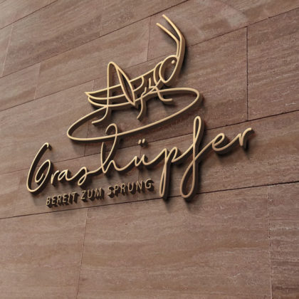 Logo Grashüpfer Insekten Beine Springen Sprung Heuschrecken Grille Kraft Bereit sein Neues wollen Cooles Logo kaufen LogoShop LogoAtelier.eu