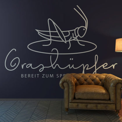 Logo Grashüpfer Insekten Beine Springen Sprung Heuschrecken Grille Kraft Bereit sein Neues wollen Cooles Logo kaufen LogoShop LogoAtelier.eu